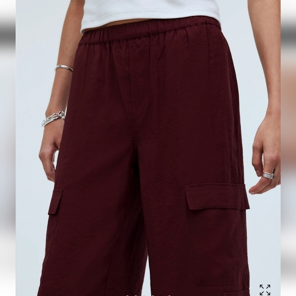 Madewell Wide-leg baggy Pull-On Pant size Petite xs burgandy maroon color - Picture 3 of 7